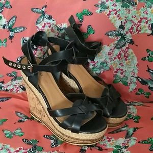 JustFab Black Wedges